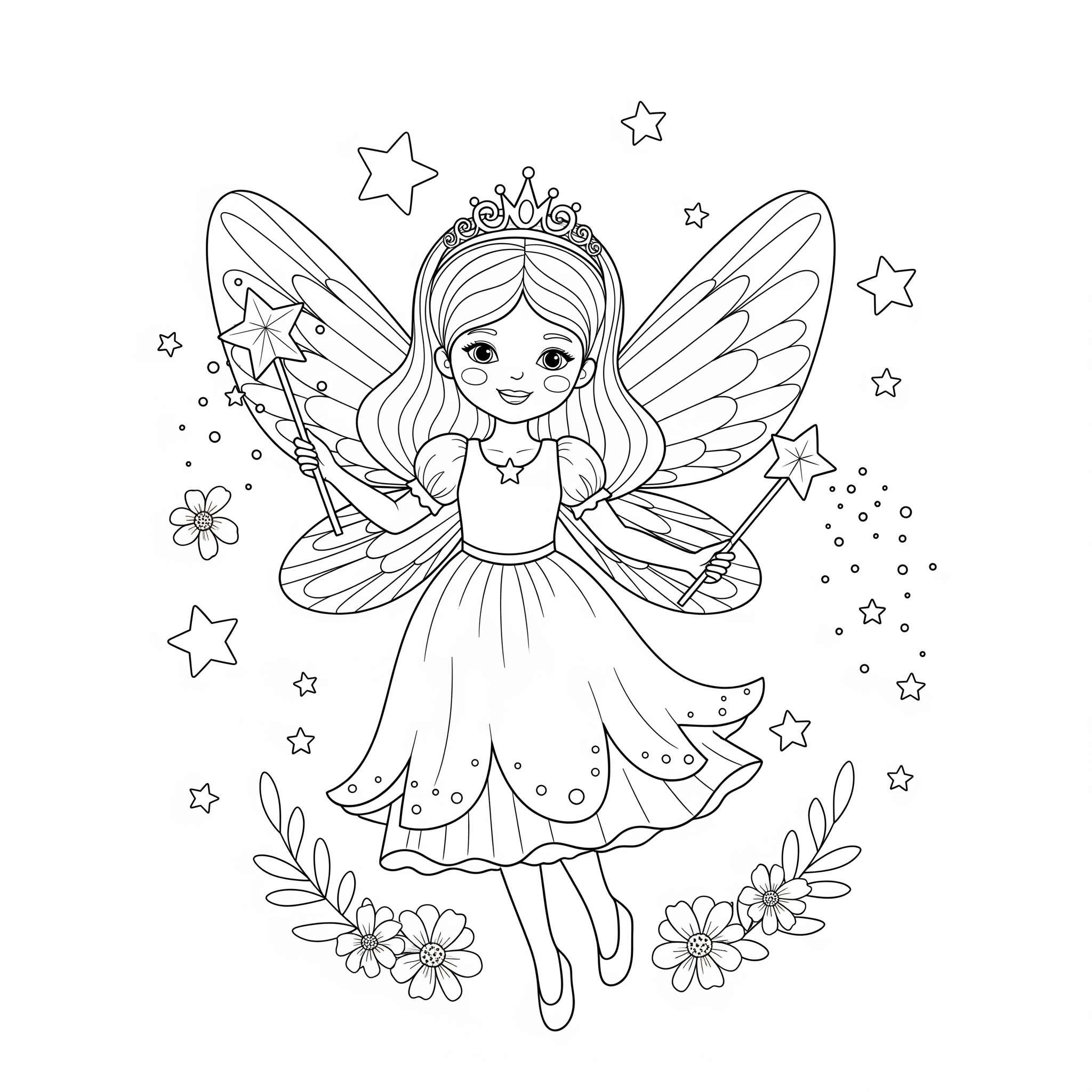 Fairy Princess - Free Printable Coloring Page for Kids