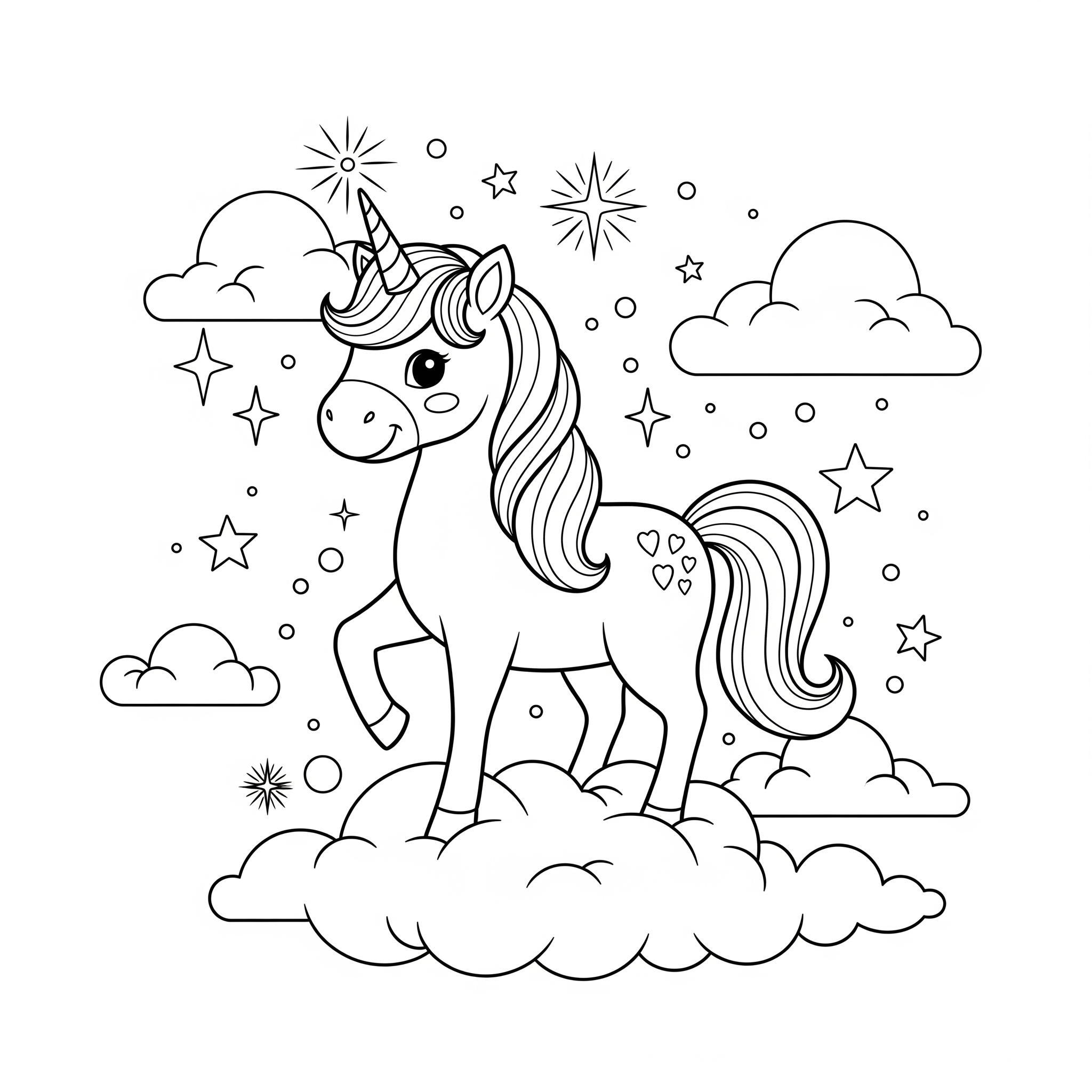 Magical Unicorn - Free Printable Coloring Page for Kids